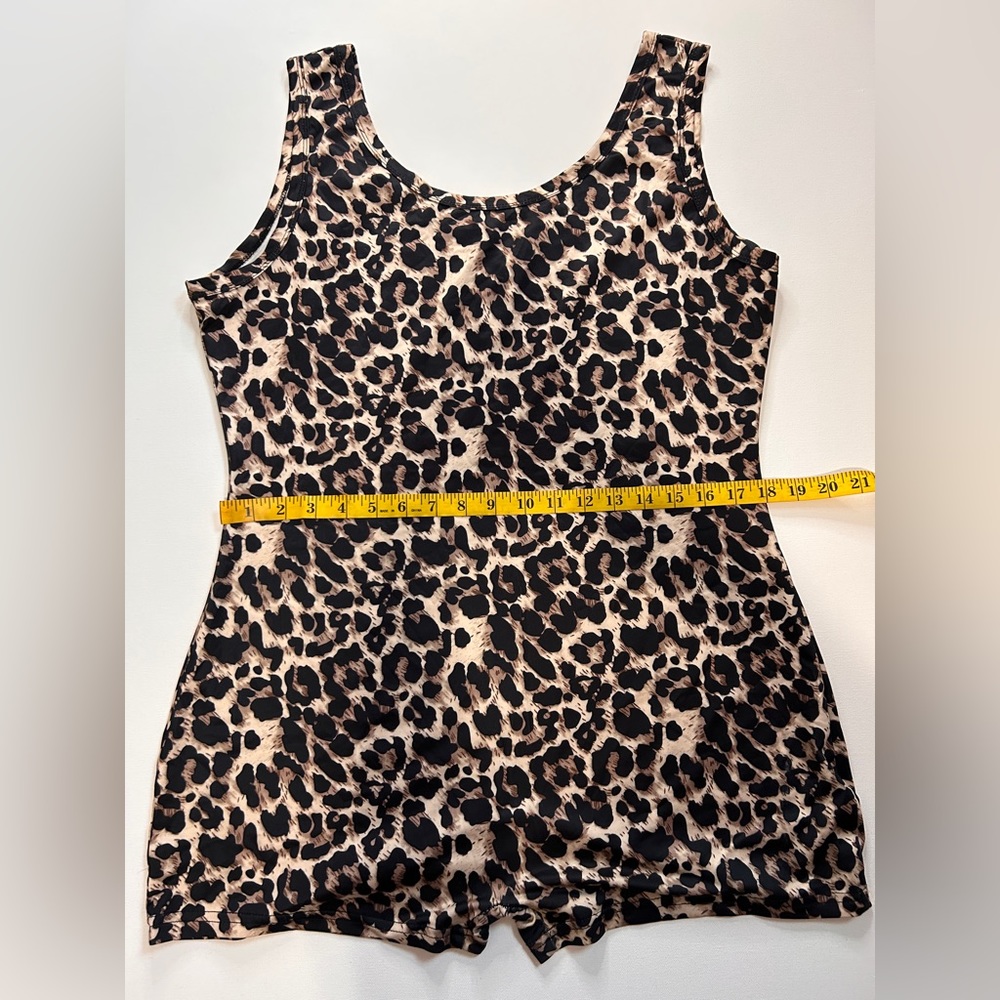 Leopard print athleisure romper